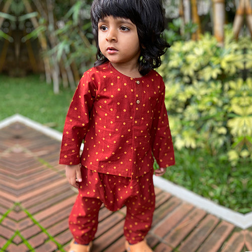 Organic Madder Raidana Kurta + Matching Pants (6 Months - 7 Years)