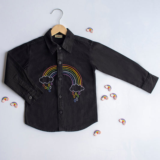 Rainbow Embroidered Shirt - Black (0-2 Years)