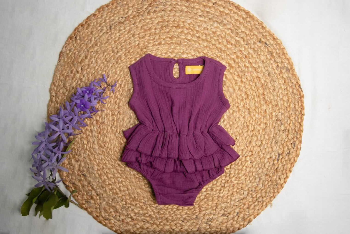 Muslin Cotton Sleeveless Ruffle Romper (0-2 Years)