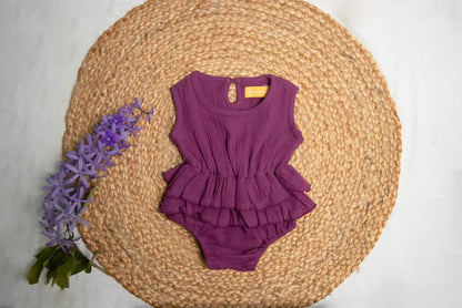 Muslin Cotton Sleeveless Ruffle Romper (0-2 Years)