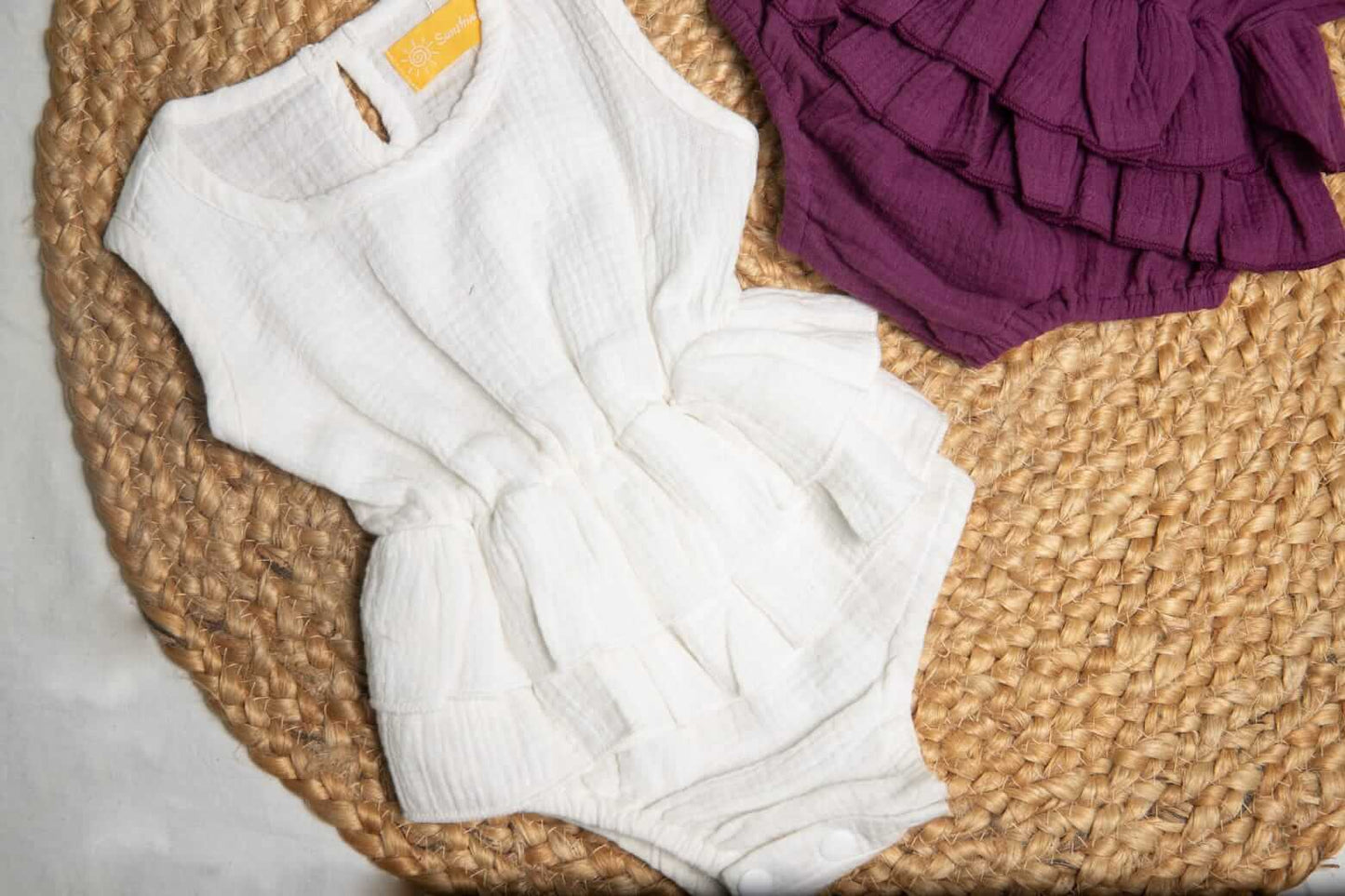 Muslin Cotton Sleeveless Ruffle Romper (0-2 Years)