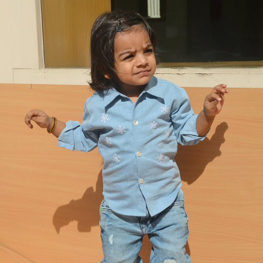 Snowflakes Embroidered Denim Shirt (1-10 Years)