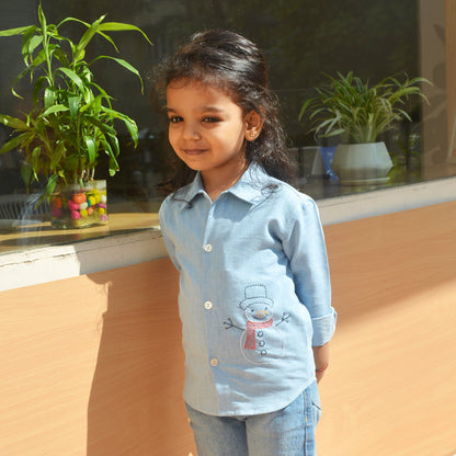 Snowman Embroidered Denim Shirt (1-10 Years)