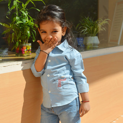 Snowman Embroidered Denim Shirt (1-10 Years)