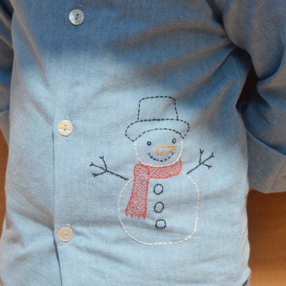 Snowman Embroidered Denim Shirt (1-10 Years)