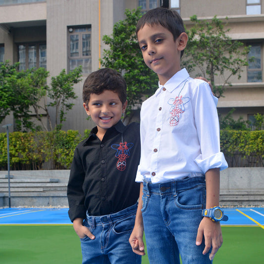 Spidey Embroidered Shirt - Black (1-14 Years)
