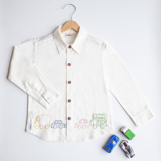 Traffic Embroidered Formal Shirt - White (1-14 Years)