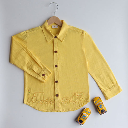 Traffic Embroidered Formal Shirt - Yellow (1-8 Years)