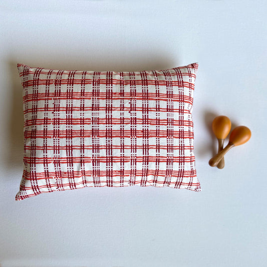 GIFT SET - ORGANIC MANJHA PRINT KAPOK PILLOW + MARACAS (0-12 Months)