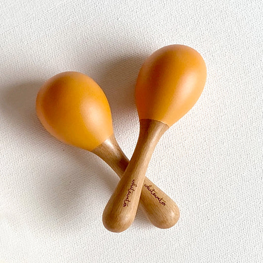 WOODEN MARACAS SET - ORANGE (0-12 Months)