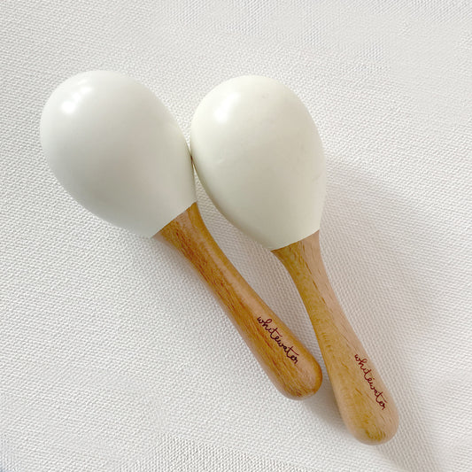 WOODEN MARACS SET - WHITE (0-12 Months)