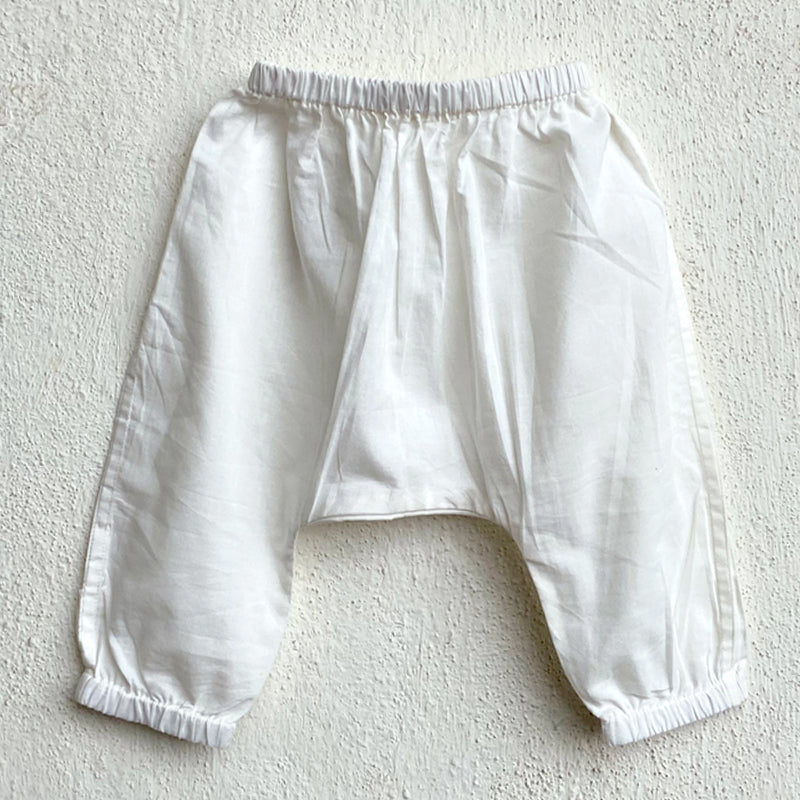 Organic Essential White Angrakha Top + Pants (0-6 Months)