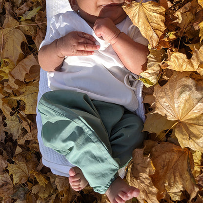 Organic Essential White Angrakha Top + Mint Pants (0-6 Months)
