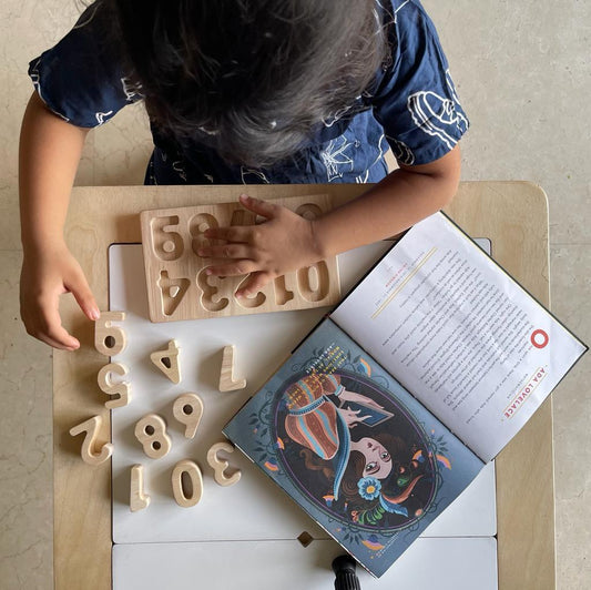 Montessori Educational Toy | Wooden Math Number Puzzle 0-9 Toy - Bombay Toy Company