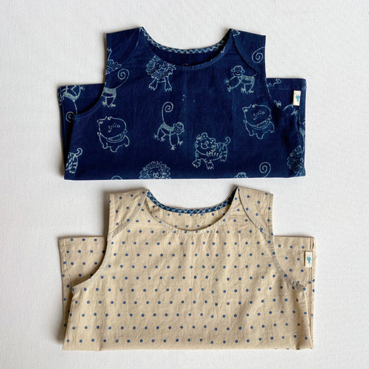 Organic Indigo Zoo Jhabla Bag (0-7 Years)