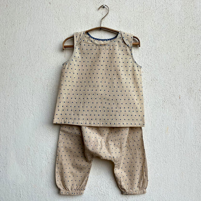 Organic Indigo Zoo Jhabla Bag - Zoo + Raidana Jhabla With Rai Dana Pants (0-7 Years)