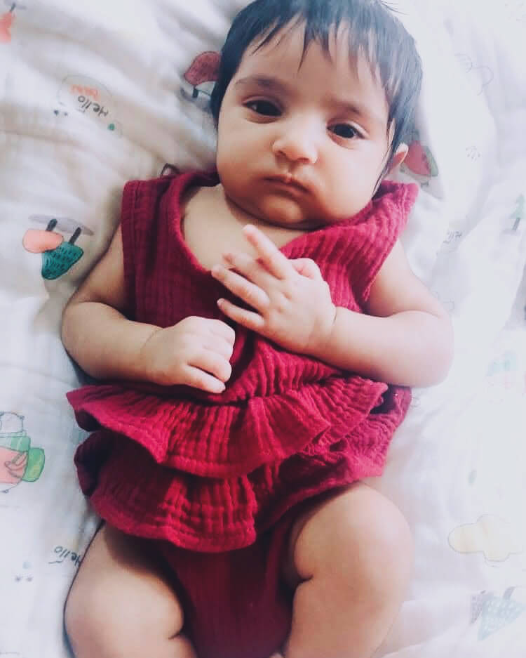 Muslin Cotton Sleeveless Ruffle Romper (0-2 Years)