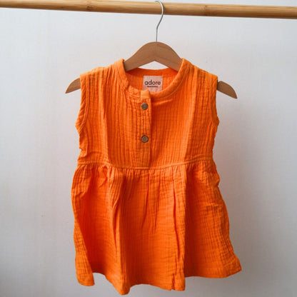 Mustard Organic Muslin Cotton Frocks (0-3 Years)