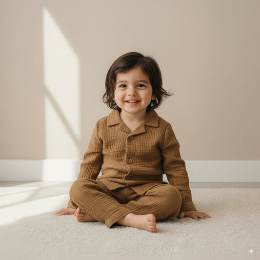Cocoa Delight Organic Muslin Cotton Full Sleeve Set (6 Months – 4 Years)