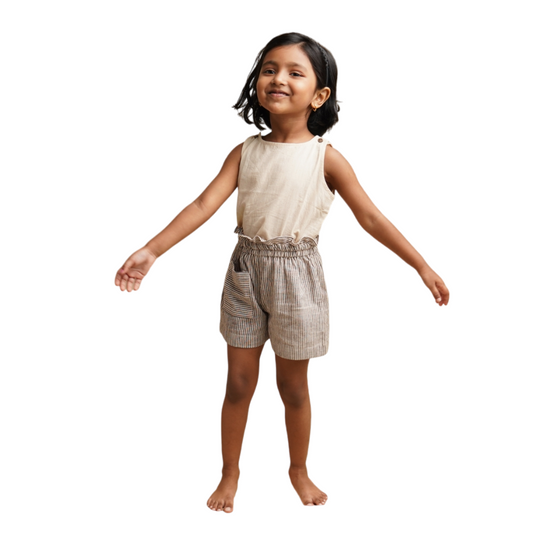 Frilly Fun Set' - Girls' Set with Crop Top and Frilly Shorts Set (3-6 Years)