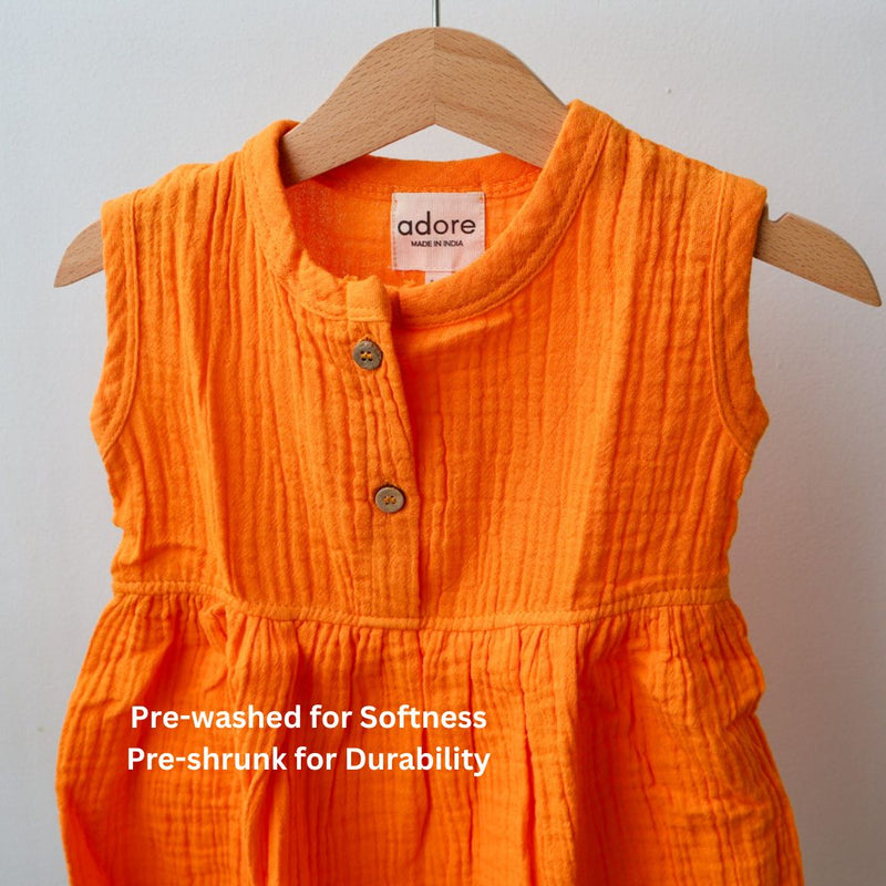 Mustard Organic Muslin Cotton Frocks (0-3 Years)