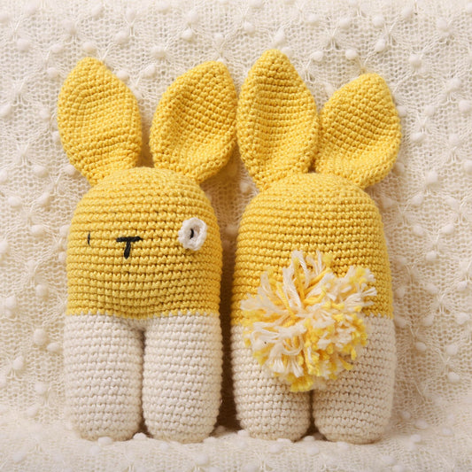 Happy Yellow Crochet Rattle - Bubblegum (0-6 Months)