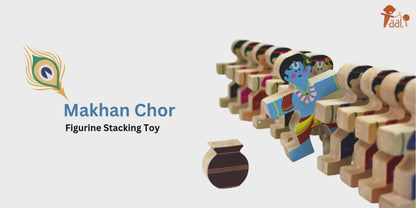 Taali Makhan Chor - Wooden Figurine Stacking Toy Set (6 Months+)