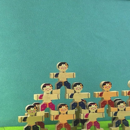Taali Makhan Chor - Wooden Figurine Stacking Toy Set (6 Months+)