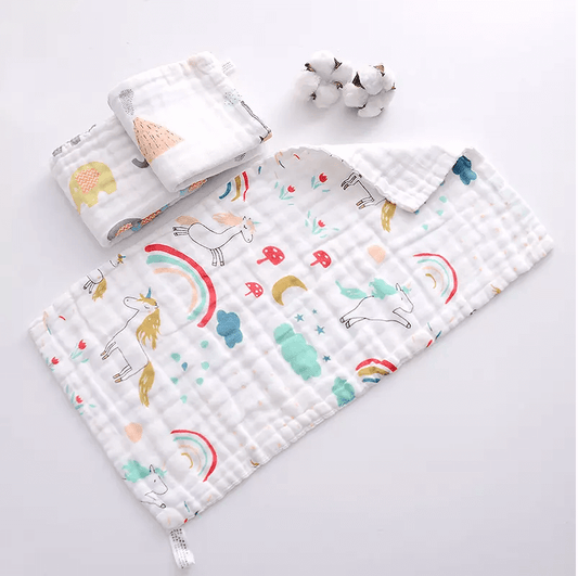 100% Muslin Cotton Hand Towels (25*50cms)Pack of 3 (0-24 Months)