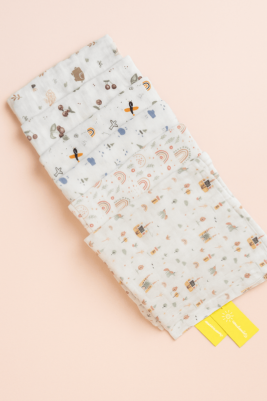 Muslin Cotton Baby Swaddles in 2 layered( 110*110 cms) (0-6 Months)